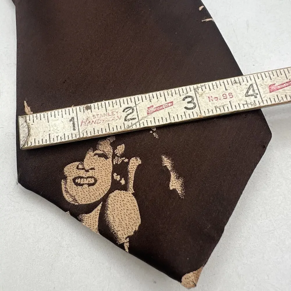 Vtg Liebert Brown Gold Woman Silhouette Neck Tie Pop Art Zoot Suit 40s 70s